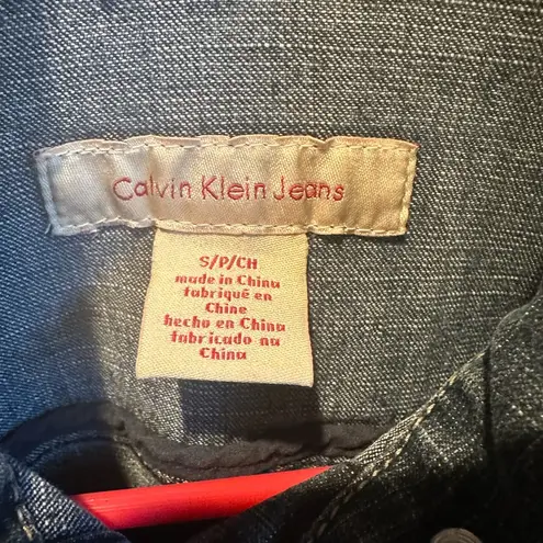 Calvin Klein Peplum Denim Jacket Fitted Size Small Jean Jacket 90’s Y2K vintage Blue