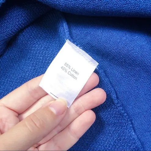 Sahalie • Your Best Bet lightweight sweater blue pullover linen cotton knit Size 1X