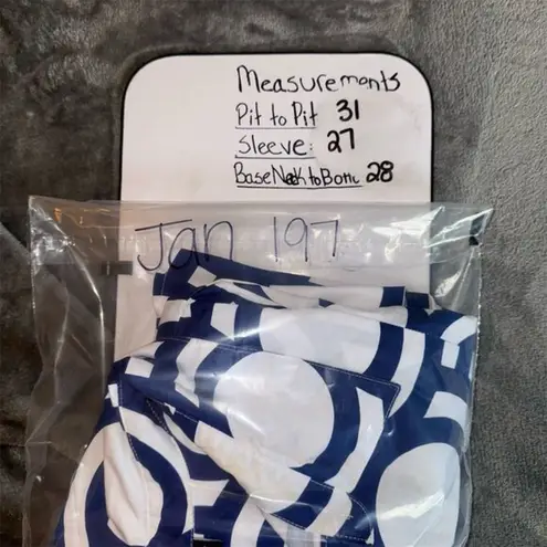 Ashley Stewart Women's Blue Geometric Print Collared Button-Up Shirt 32