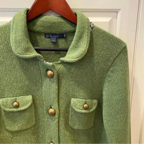 Boden USA Vintage 90s Boden Wool Green Cardigan Blazer Jacket Sweater M 10 Brass Buttons