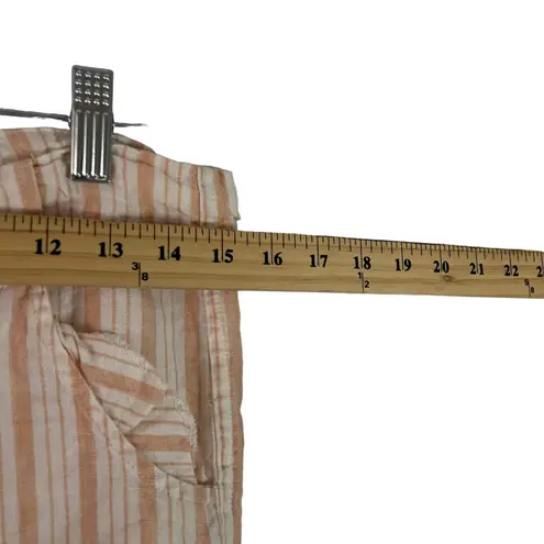 Elan Women's Size Small 100% Linen Striped White Pink Flowy Pants