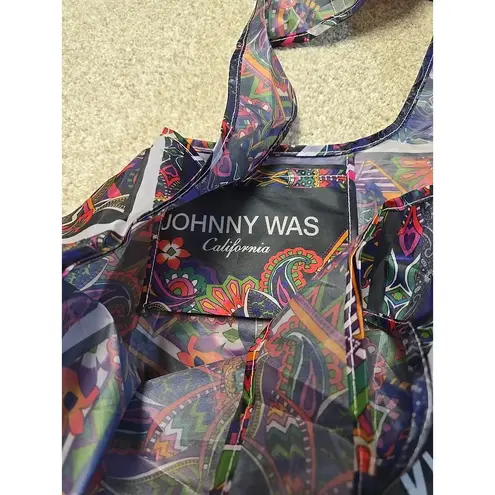 Johnny Was Lightweight Nylon Packable Reusable Bag Jewel Tones California NWOT