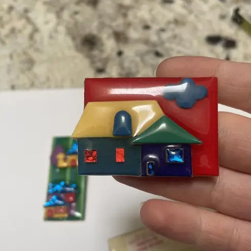 Lot Of 3 Collectible Signed House Pins By Lucinda Brooch Pins Handcrafted