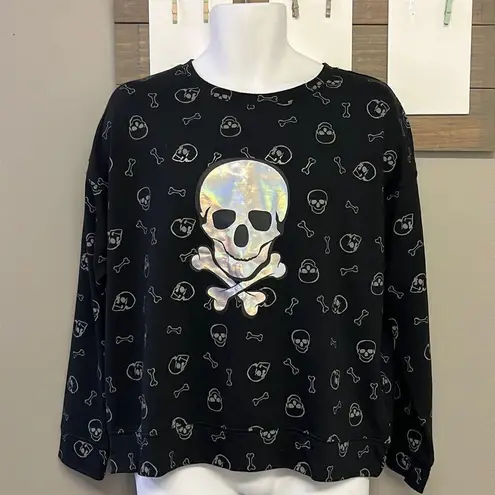 Pumpkins & Potions Skulls and Bones Long Sleeves Crewneck Pullover Shirt