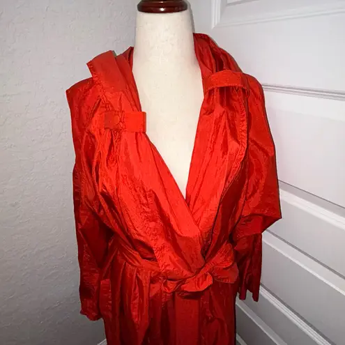 Foxrun Vintage Long Sleeve Full Length Hood Belted Trench Rain Coat Size M