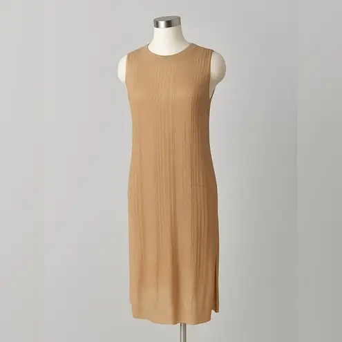 White + Warren Shine Sleeveless Tank Dress Golden Peach Tan Gold Metallic XS New