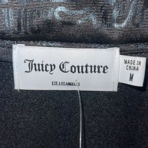 Juicy Couture  Fashion Full Zip Thumbhole Logo Sweatshirt Embossed Black Size Med
