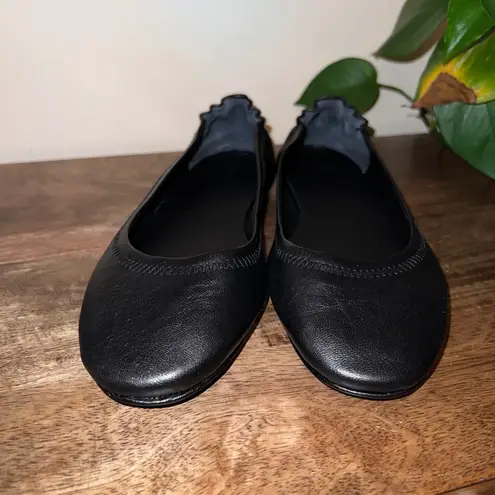 Quince Womens 8 Black Leather On the Go Ballet Flats Comfort Slip On Shoes