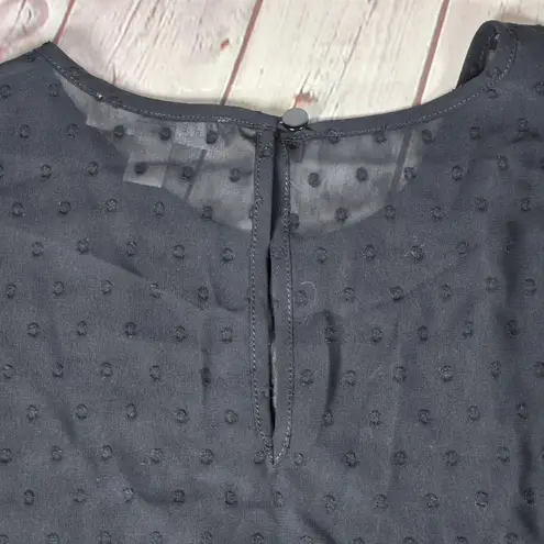CHELSEA 28 Black Swiss Dot Sheer Puff Sleeve Blouse Top Size S