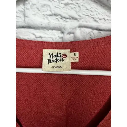 Mata Traders Jacklyn linen cotton short sleeve summer Shift Dress size S.