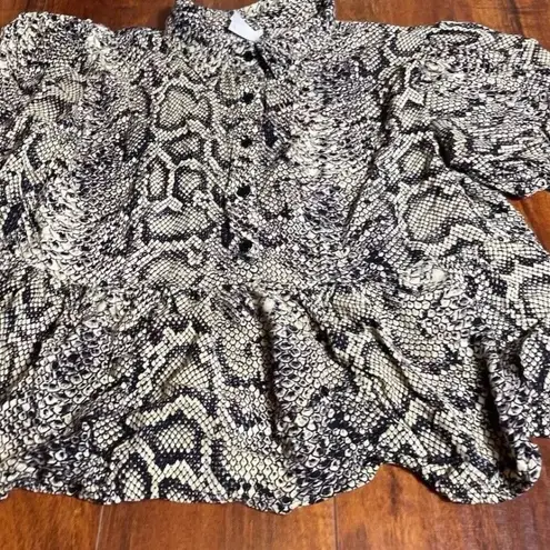 Live 4 Truth Women’s Top Shirt Black Cream White Boa Snake Animal Print Sz XL