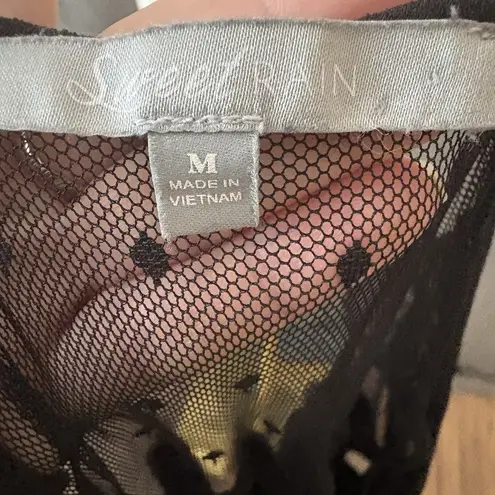 Sweet Rain Floral Embroidery Cold Shoulder Black Bodycon Dress Womens Medium