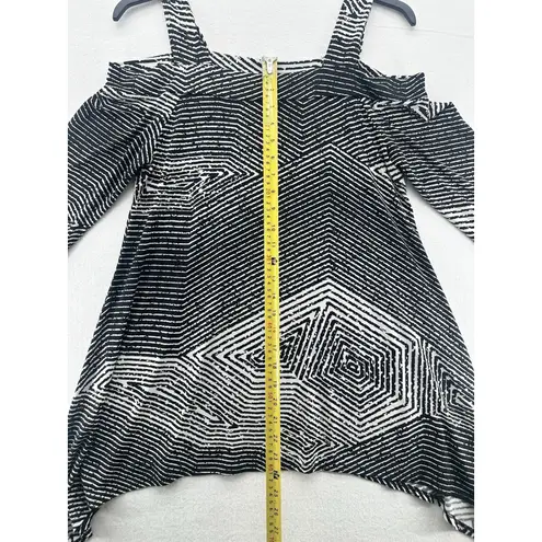 Vintage Clara Sun Woo Women's Cold Shoulder Tunic Size S Black White