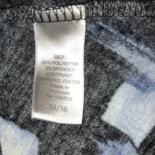 Avenue v-neck long sleeve blouse handkerchief bottom periwinkle black size 14