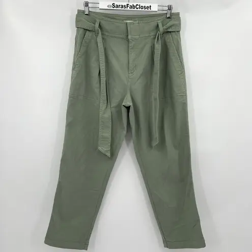 Loft Ann Taylor  Green Paper Bag Tie Waist Belted Straight Pants Women's Size 8