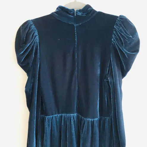 ZARA  Green Velvet Puff Shoulder Dress - S