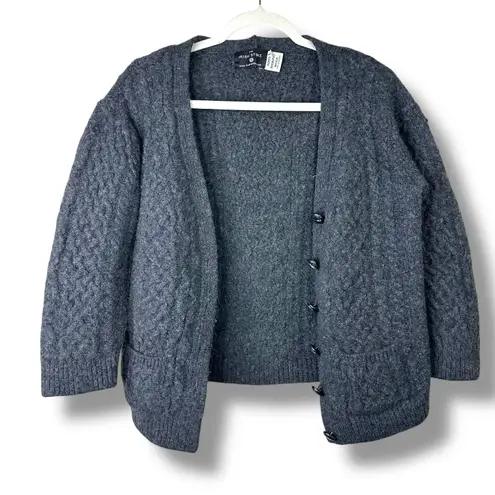 The Irish Store Aran Woollen Mills Charcoal Irish Cable Merino Wool Cardigan Gray Size L