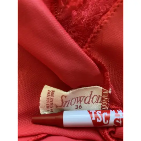 Vintage 50s 60s Red Sz 36 Nightgown Tulle Lace Trim Peignoir Slip Dress Snowdon