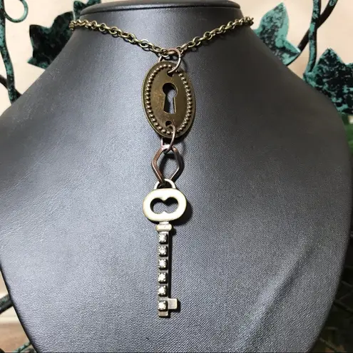 Gold Lock & Key Necklace New