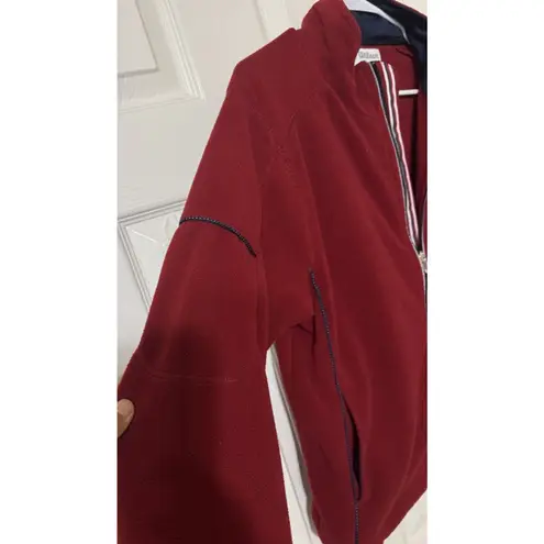 Vintage 90s Wilson Full Zip Athletic Fleece Hoodie Red Jacket
