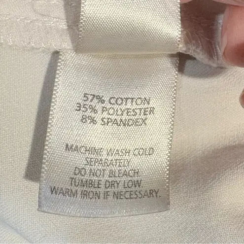 Ecru Stretch Mid Rise Slim Straight Zip Pocket Winter White Pants Women’s 2💚