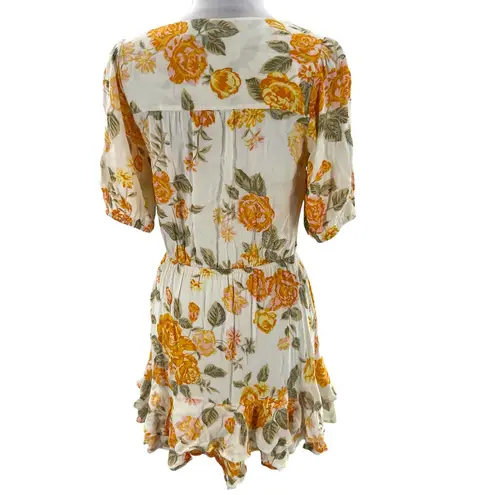 Kivari Blake Tie Front Floral Mini Dress Sz 6 Yellow