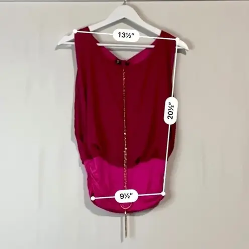 Scala La Women’s Sleeveless Ruched Blouse with Necklace Pink NWOT