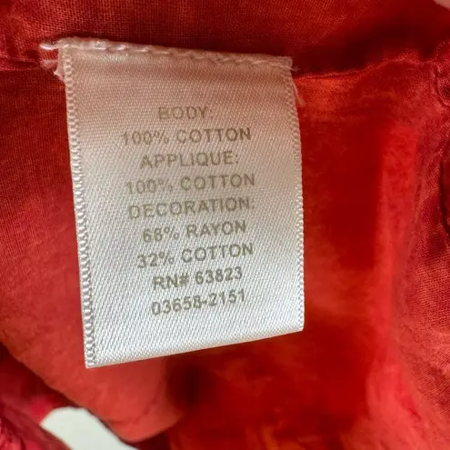 cj banks Red Orange Floral Embroidered Long Sleeve Lightweight Jacket Size 14W