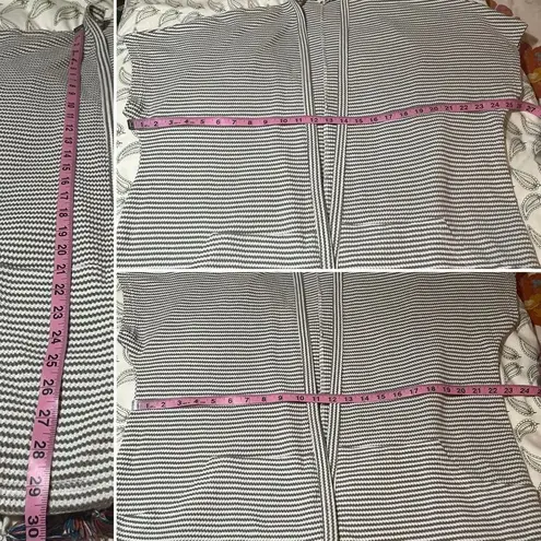 Main Strip Stripe Waffle Cardigan Tassel Hem Open M