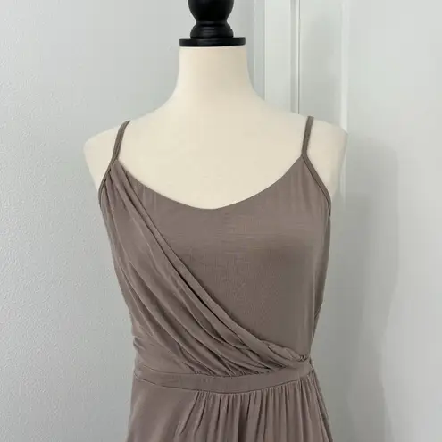 Michael Stars  Large Brown Jersey Lena Drape Midi Tank Dress