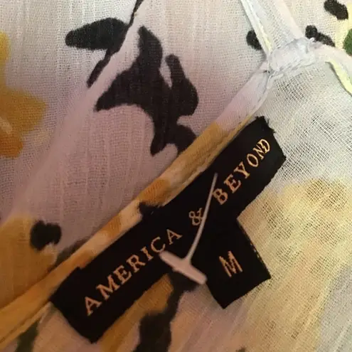 America & Beyond Women's Blue Floral Kimono/Duster Size M