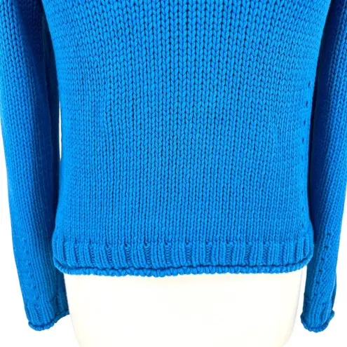Poetry Cotton Tape High-Neck Sweater Soft Peacock Blue Size 6