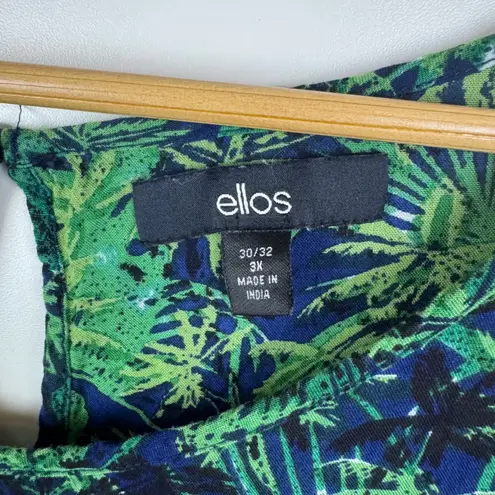 Ellos Tropical Leaf Print Sleeveless Dress Size 3X Lightweight Summer Resort Green