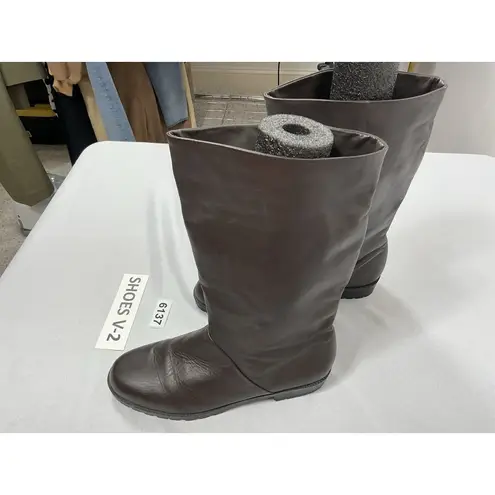 Laura Scott Womans Pullon Midcalf Boots 8.5 M Lined Flat Heel Brown