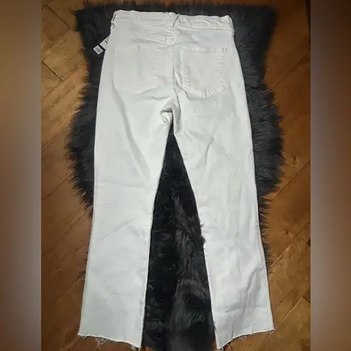 Veronica Beard Carly Raw Hem High Rise Kick Flare Cropped Jeans in White Sz 29