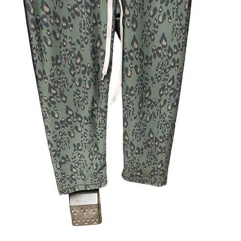The Upside Green Leopard Print Cropped Drawstring Leggings Size US 6
