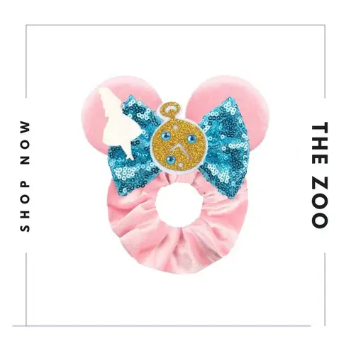 Scrunchie and Hair Clips with Mouse Ears Alice in Wonderland