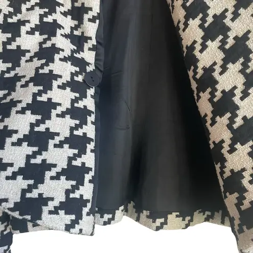 Ellen Tracy Women Jacket 6P Black Cream Geometric Print Wool Blend Artsy Career