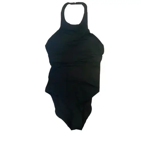 ANDIE  Swim Black Luzon Halter Strap One Piece Swimsuit Sz L NWT