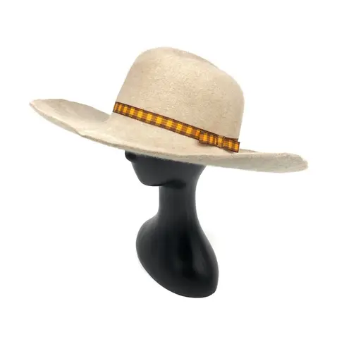 EL SORRELL Men’s Custom Felted Wool Fashion Hat Cream Orange Plaid