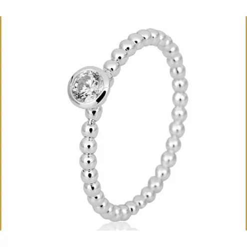 Boutique SALE 14k Platinum Beaded Bezel Diamond Ring, GRA Certificate