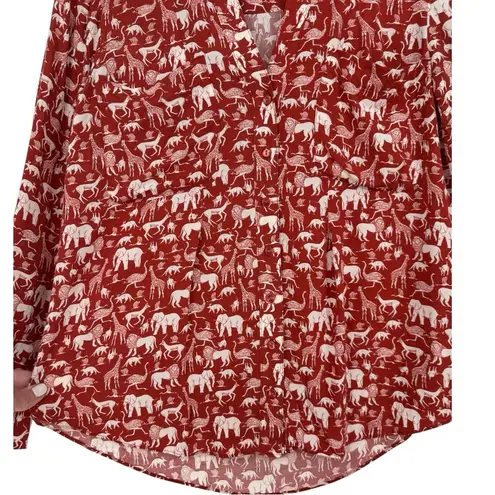 Maeve Anthropologie Casia Safari Animal Print Button Up Blouse Top Sz 2 Novelty