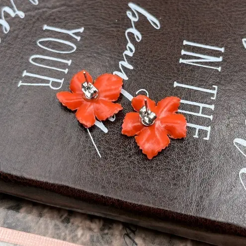 Red Maple Leaf Stud Earrings | Fall Autumn Leaf Jewelry