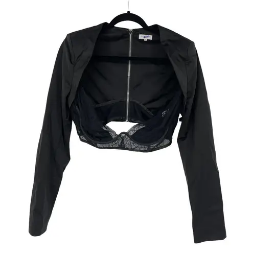 Mistress Rocks Top Womens Size Large Decisions Bralette Long Sleeve Black