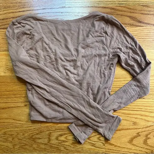 Naked Wardrobe light brown long sleeve cropped shirt size small