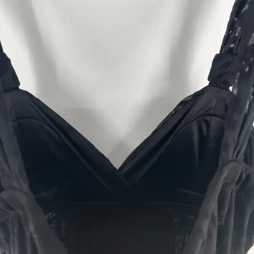 Olivia Matthews Dress Womens XL Black Leopard Velvet Burnout Handkerchief Hem