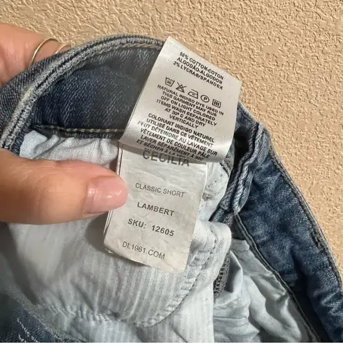 DL1961 Cecilia classic mid rise distressed denim jean shorts