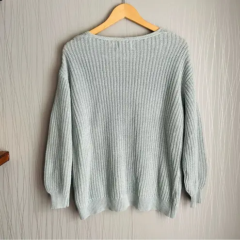 Old Navy  V Neck Cable Knit Sweater Size Medium Green