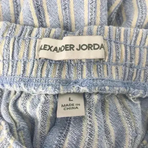 Alexander Jordan Women’s Large Linen Blend Striped Drawstring Beach Pants White