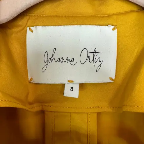 Johanna Ortiz Tulip Evolution Ruffle Shoulder Stretch Poplin Wrap Jacket Dress 8 Yellow